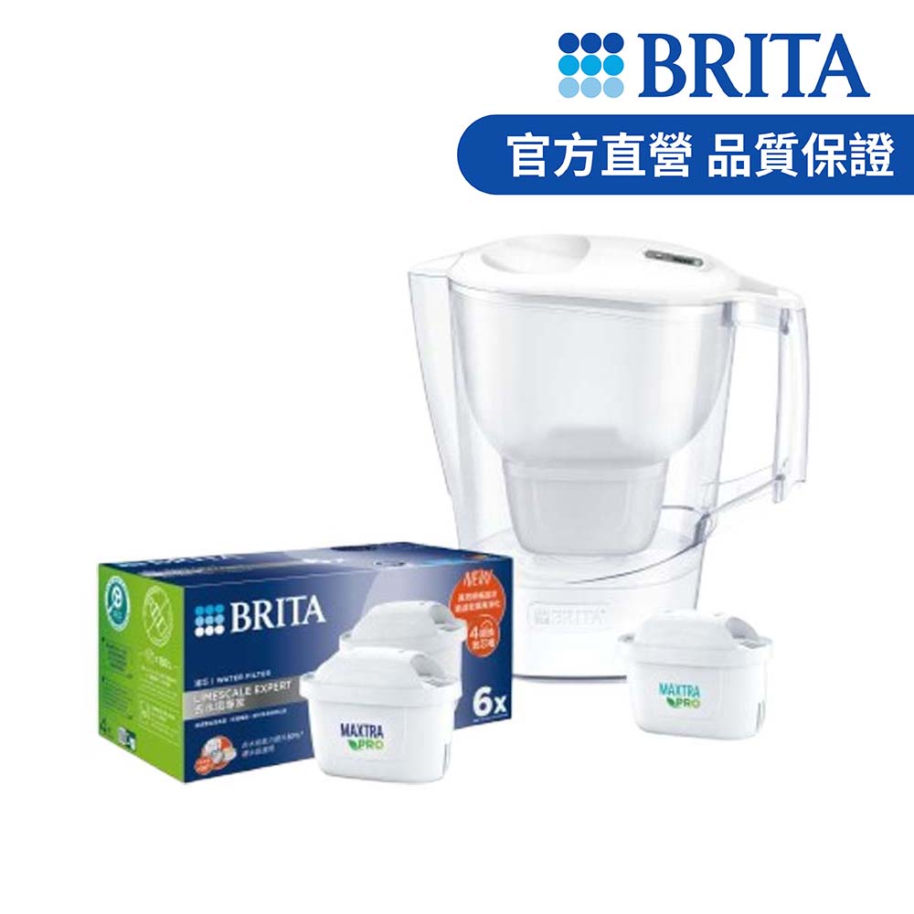 BRITA【官方直營】Aluna 3.5L愛奴娜濾水壺+MAXTRA PRO去水垢專家濾芯6入(共1壺7芯)